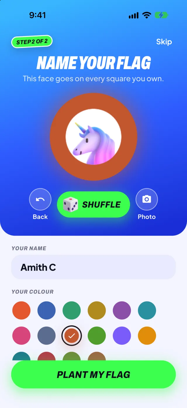 Name your flag: a name, a character and a colour